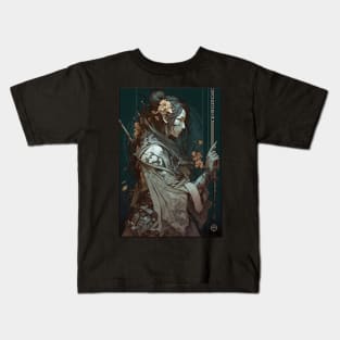 Art Nouveau Futuristic Female Ninja Samurai Kids T-Shirt